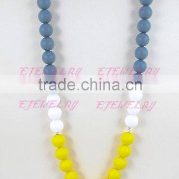 Gray White&yellow 8mm Round Silicone Teething Beads Necklace Breakaway Clasps Copper Teething Necklace Teething Baby TN049
