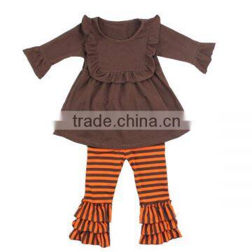 Wholesale girls ruffe pants sets costumes for kids cotton frock suit design boutique girls outfits