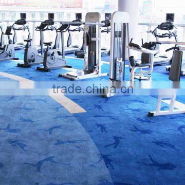 Royal Blue White 100%acrylic hand tufted technics fitness center gym carpet