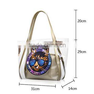 Clear PVC Large Capacity Tote Bag With Glod Webbing Handle Bag,bag in Bag photo-2