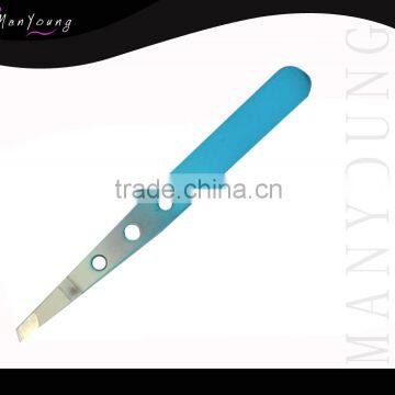 high quality stainless steel blue coated A type tweezer for eyelash extension