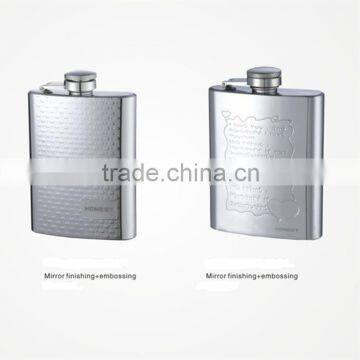 Embossing Delicate Hip Flask/ Stainless Steel Mini Flask/ Standard Size Hip Flask