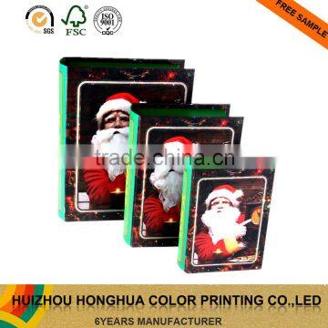 China factory handmade christmas wooden book shaped box storage paper gift box