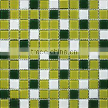 Green color square glass mosaic tlie for bathroom design (PMC25405)