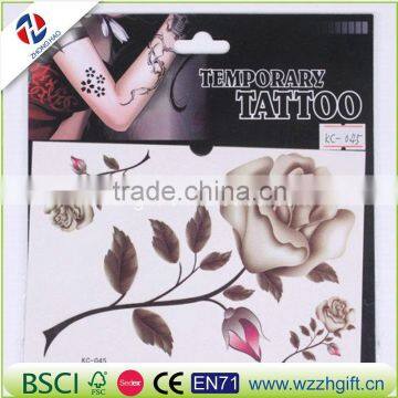 2016 Best Quality Reasonable Price customized beautiful rose flower Non-toxic skin temporary tattoo sticker