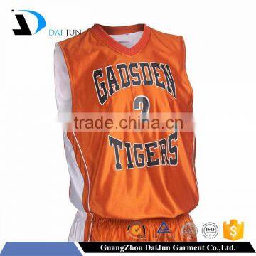 Guangzhou Daijun OEM cheap customize basketball uniform orange basketball uniforms