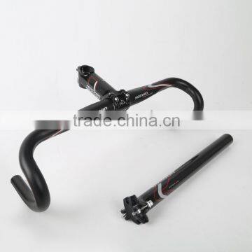 HS006 Three Piece Set Road Racing Bicycle Cruiser bullhorn bar Handlebar Stems Riser Bicycle Seat post alloy seatpost HOMHIN