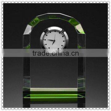 Blank Arched Crystal Bevelled Clock With Green Bottom