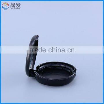 China Round Black Plastic Empty Compact Powder Case for Cosmetic Make up photo-3