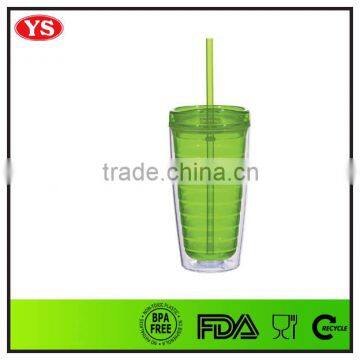 16oz Wholesale Double Wall Plastic Cup With Straw Starbucks
