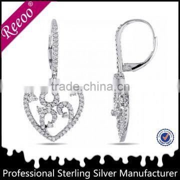 White Gold Vermeil Cubic Zirconia Drop Earrings 925 Silver