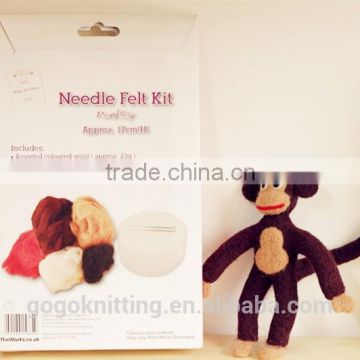 2016new DIY craft kit for lovely cute Monkey dry needle felting kit