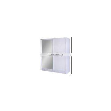 High Quality Glossy Panel Material Sliding Door Wardrobe With Mirror