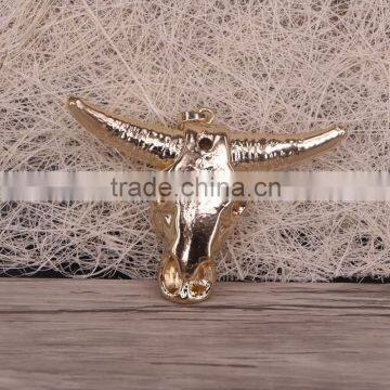 Fashion Longhorn Resin Horn Cattle Pendants Bull Cattle Pendant With Full Gold Plated Jewelry boho buffalo Heads