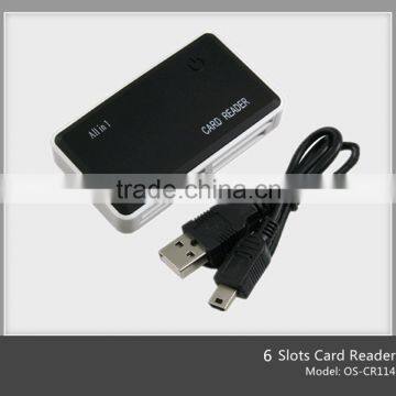 2015 best selling all in 1plastic colorful card reader writer with 4 ports(OS-CR114)