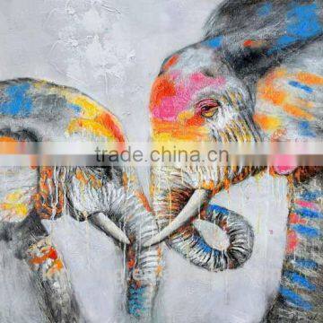 Elephant baby colorful animal cheap price hand paint oil painting handmade funny oil painting