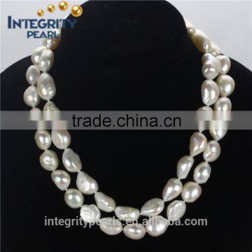 Long pearl necklace 12mm AA baroque 36 inches fresh water pearl necklace