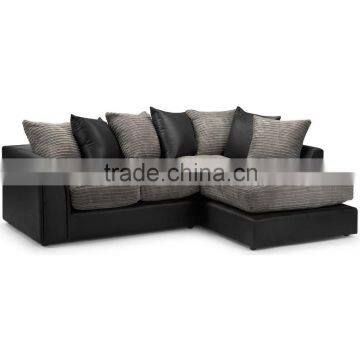 New design black and gray fabric L-shaped sectional sofa set design