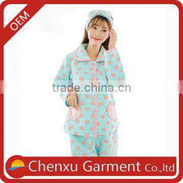 cotton blue women pajamas women's homewear flannel fleece sleepwear customized all over print sleepwear housewear for women 2016