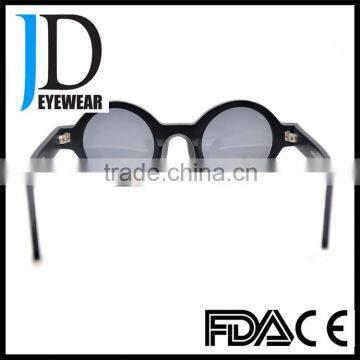 Round Matte Black Retro Sunglasses