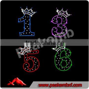 Wholesale Brithday Number Korean Hotfix Rhinestones Crown Transfer