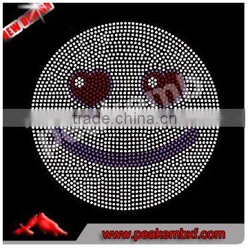 Fashion Happy Smiling Emoji Rhinestone Transfer Design Hotfix Emoji Motif For Kids Clothing