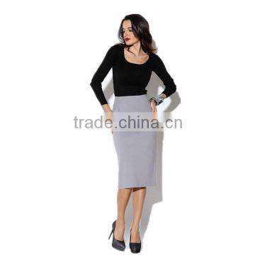 Pretty Steps Sexy Pictures Fashion Designer Mature Lady Pencil Skirt Grey 2016 photo-4