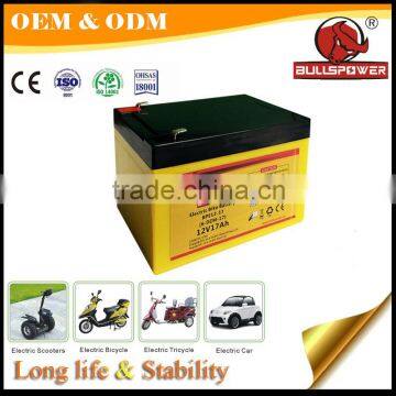 Long Cycle electric bike 6 dzm 17 agm lead acid 12v 17ah 20hr battery