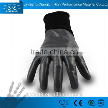 QL new soft grip polyester knitted heavy duty nitrile gloves