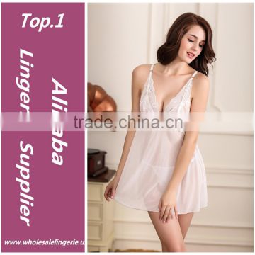 White sheer transparent sexy lingerie for teen girls babydoll nighty