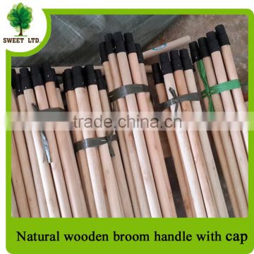 2016 Hot sale Natural wooden broom handle with italian thread and black cap