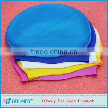 High quality adult/ kids sizes customized logo printed waterproof silicone swimming cap