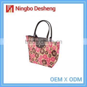 Fashion cosmetic woman handbag standard size cotton printed tote shopping bag