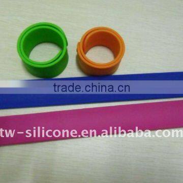 Black Silicone Slap Bands With Stainless Steel Inside