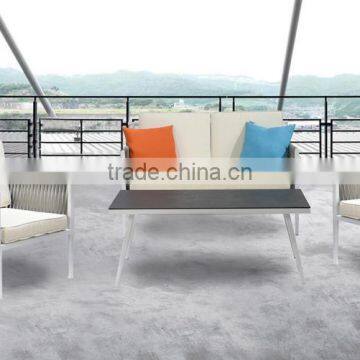 Modern outdoor powder coating Aluminum PE rattan sofa sets with cushions