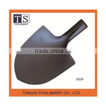 round nose digging steel shovel head with black painted