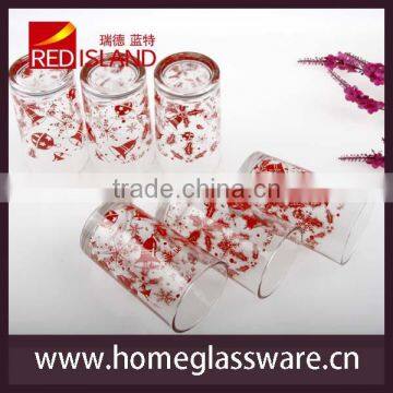 6pcs glass cup set/8 oz print glass cup