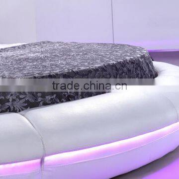 Bisini White Leather LED Round Bed, Luxury LED Round Bed photo-5