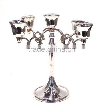 Nickle plated brass five arms beautiful candelabra