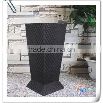Hotel Decoration Fiberglass Tall Square Flower Pot Bronze Planter photo-2