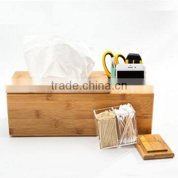 Custom Bamboo Wood Tissue Box Pen Holder,integrated Decorative Box photo-3