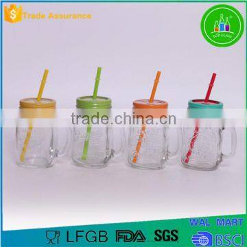 450ml Environmental Colored Glass Mason Jar With Straw photo-3