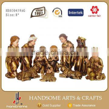 8 Inch Resin Craft Religious Items Child Theme Christmas Nativity Scene Crib Set photo-3