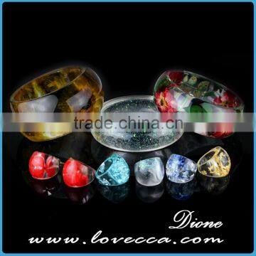 Resin Crafts Custom Handmade Jewelry Clear Dried Flower Resin Ring for Girls photo-6