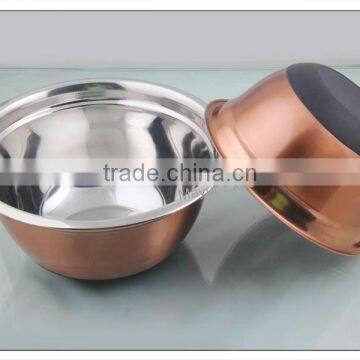 Stainless Steel Anti Skid Mixing Bowl With Copper Finish photo-2