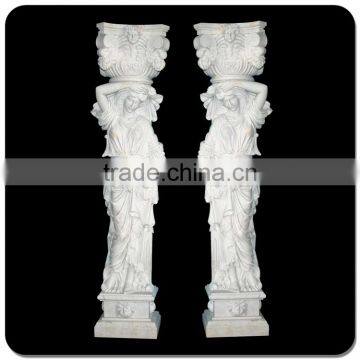 Garden Decoration Hot Sale Stone Carvings and Sculpture Column With Woman Statue Sculpture photo-3