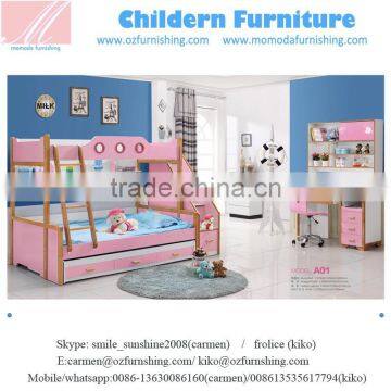 SJA01Modern Kids Double Deck Bed Design for lovely appearance / Kids wooden bunk bed