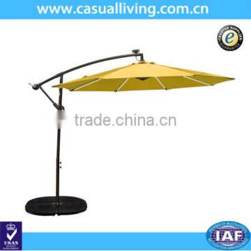 New Model Outdoor 3 Meter Solar Powered LED Stripe Lighted Aluminum Offset Patio Umbrella