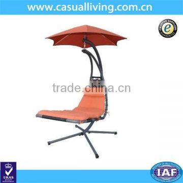 Hanging Chaise Lounger Chair Arc Stand Air Porch Swing Dream Hammock Canopy Umbrella Stand (Orange)