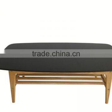 OAK Wood Oval Coffee Table With DARK Top photo-3